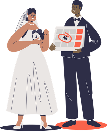 Couple wearing wedding dress  Illustration