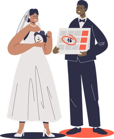 Couple wearing wedding dress  Illustration