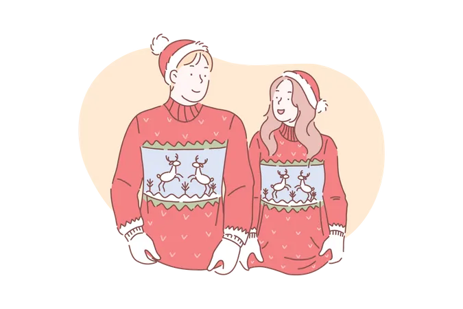 Couple wearing winter cloth  Illustration