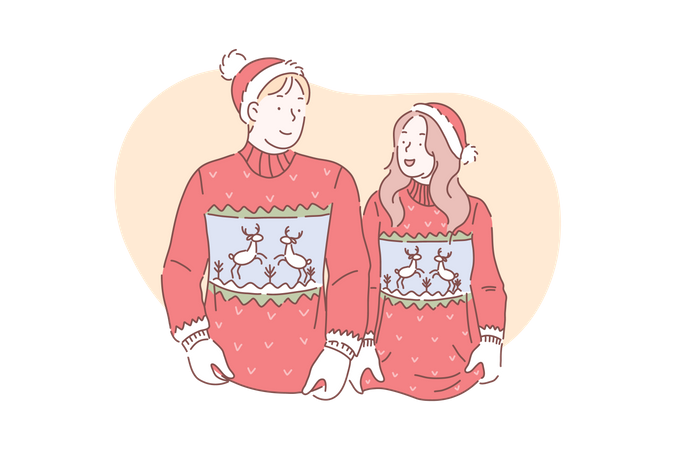 Couple wearing winter cloth  Illustration