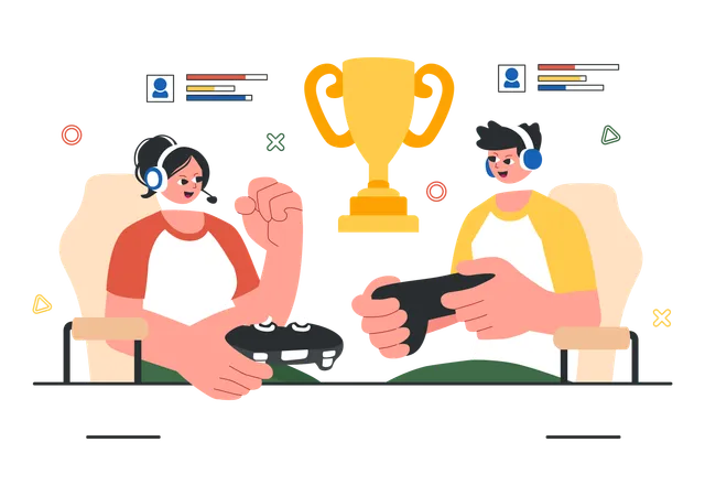 Couple wins E-Sports Gaming Tournament  Illustration