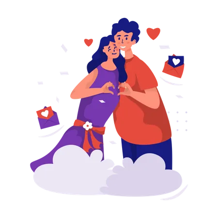 Couple with a love hand sign Illustration