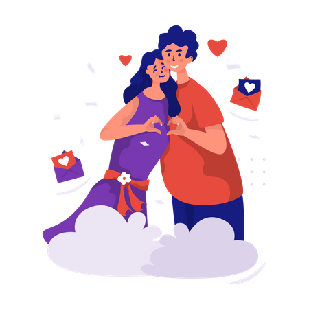 Couple with a love hand sign  Illustration