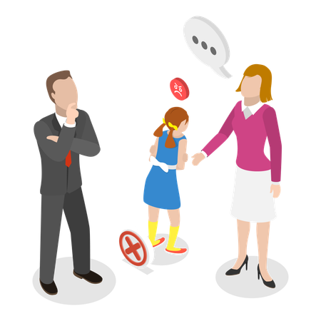 Couple with Attention Deficit Hyperactivity Disorder child  Illustration