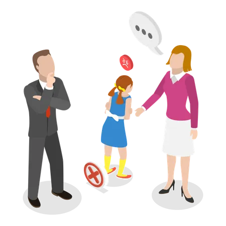 Couple with Attention Deficit Hyperactivity Disorder child  Illustration