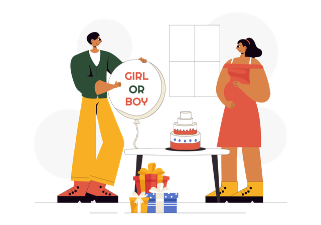 Couple with Baby Shower Excitement  Illustration