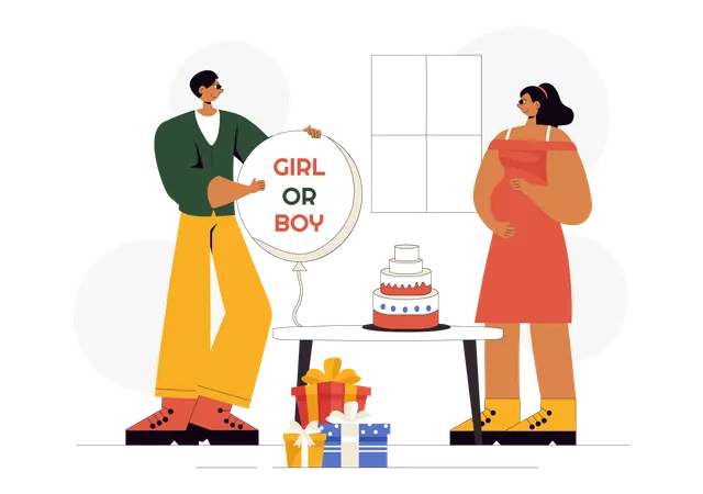 Couple with Baby Shower Excitement  Illustration