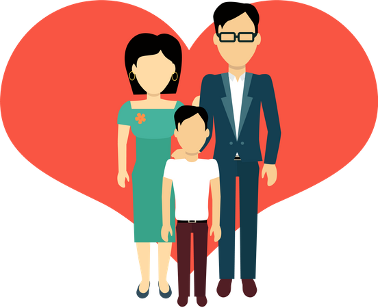Couple With Child  Illustration