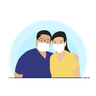 couple with face mask illustration svg