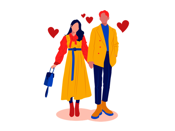 Couple with Korean Style on winter  イラスト