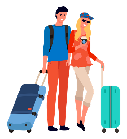 Couple with luggage  Illustration
