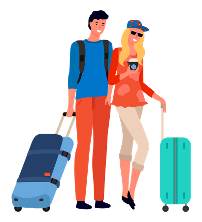 Couple with luggage  Illustration