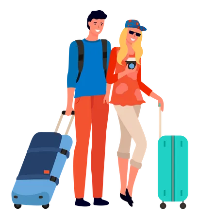 Couple with luggage  Illustration