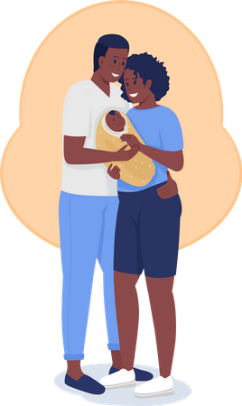 Couple with newborn child Illustration