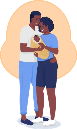 Couple with newborn child  Illustration