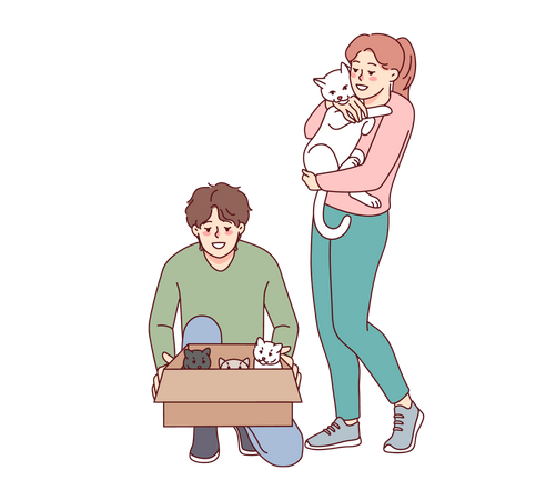 Couple with pet  Illustration