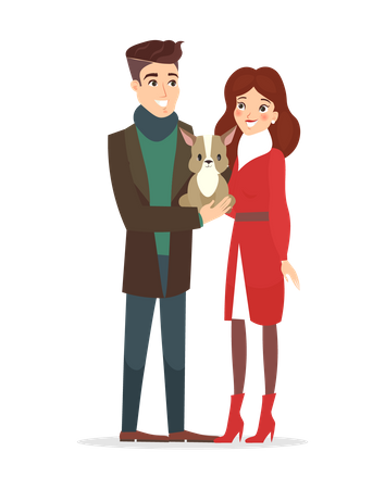 Couple with pet  Illustration