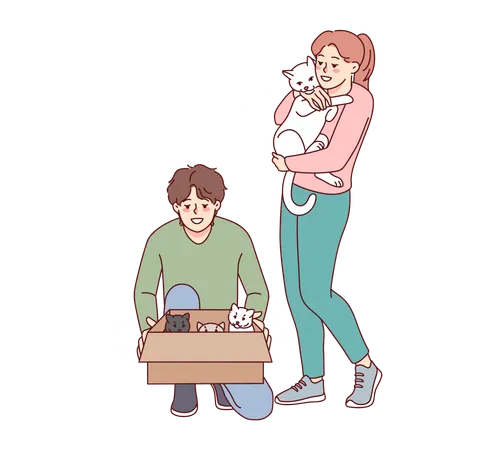 Couple with pet  Illustration