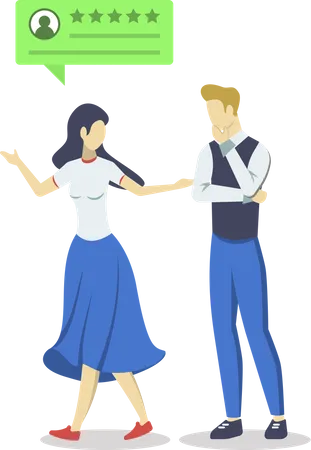 Couple with positive review  Illustration