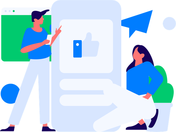 Couple with Rating And Review  Illustration