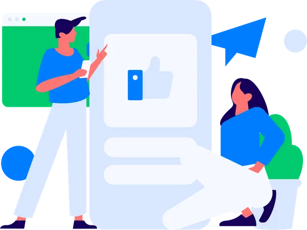 Couple with Rating And Review  Illustration