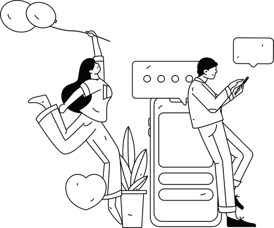 Couple with Rating And Review  Illustration