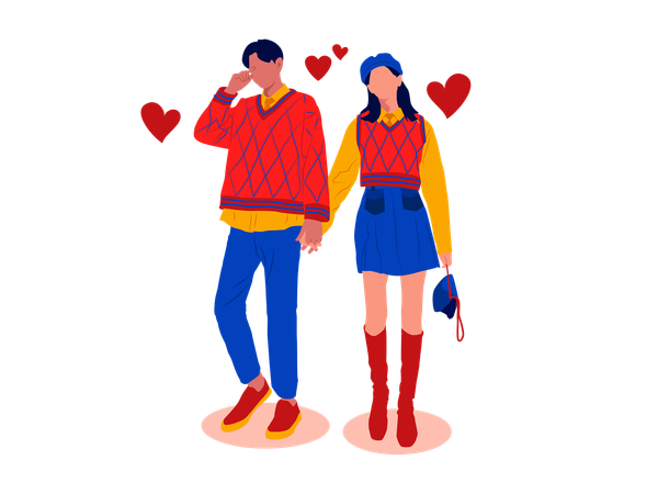 Couple with school attire  イラスト