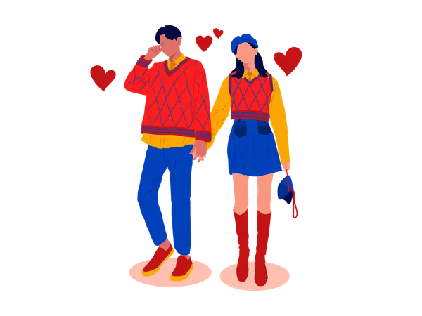 Couple with school attire  Illustration
