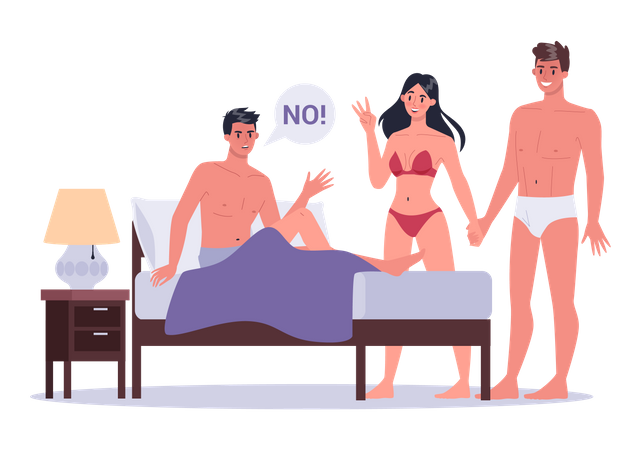 Couple with sex life problem Illustration