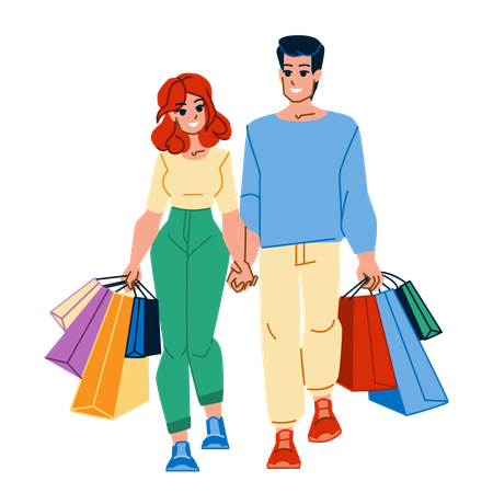 Couple with shopping bag  Illustration