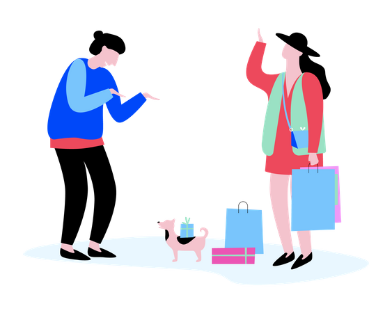 Couple with shopping bag  Illustration