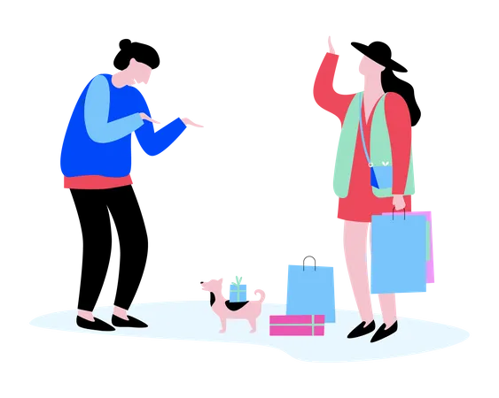 Couple with shopping bag  Illustration