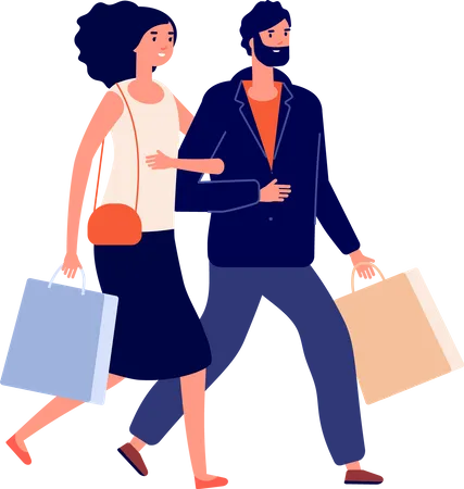 Couple with shopping bags  Illustration