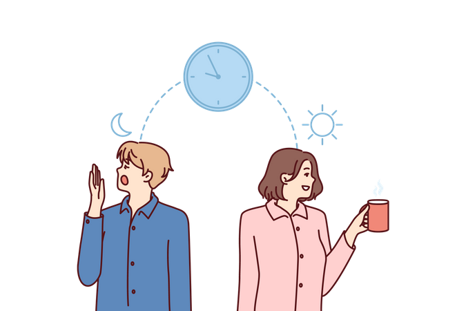Couple with sleeping schedule  Illustration