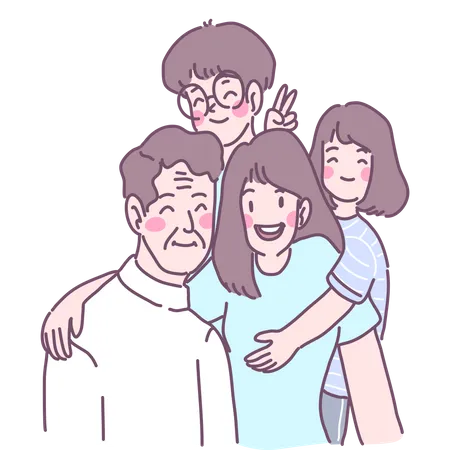 Couple with their kids  Illustration