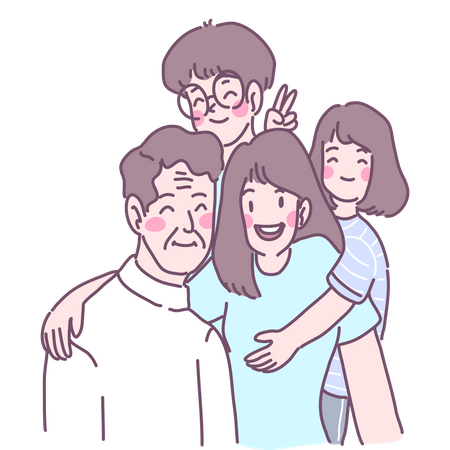 Couple with their kids  Illustration