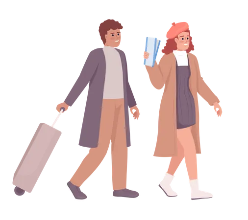 Couple with tickets Illustration