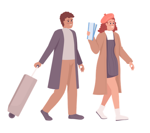 Couple with tickets  Illustration