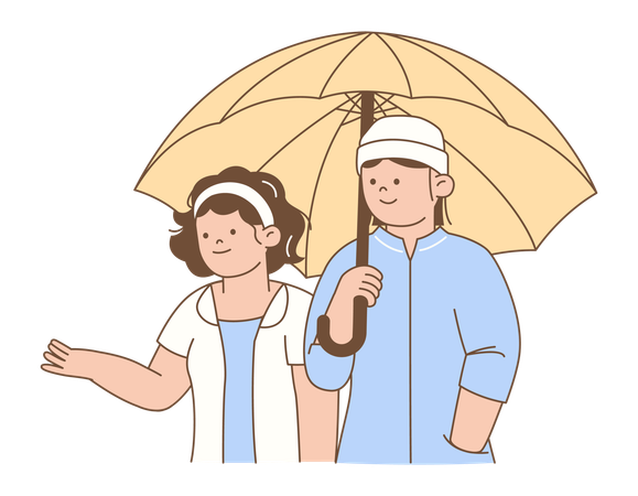 Couple with Umbrella  Illustration