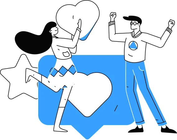 Couple with Valentine letter  Illustration