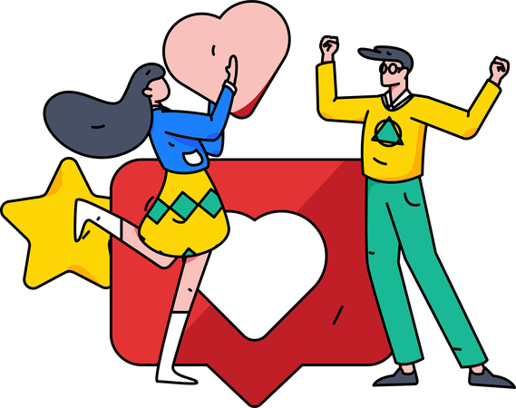 Couple with Valentine letter  Illustration