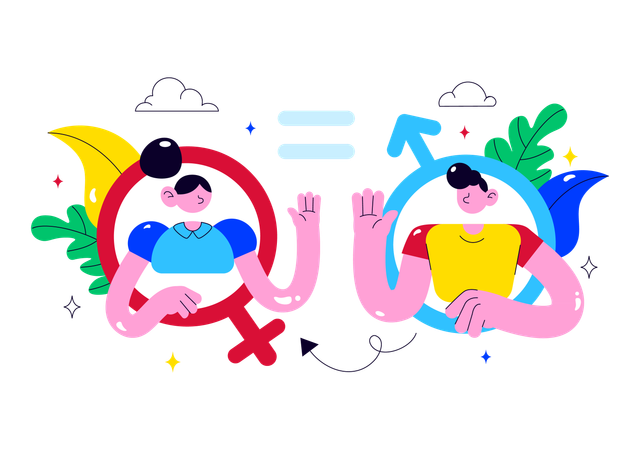 Couple working on gender equality  Illustration