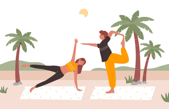 Couple Workout  Illustration