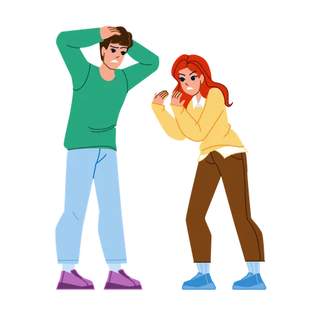 Couple Yelling Vector Woman Man Angry Relationship Problem Family Fight Boyfriend Husband Conflict Wife Couple Yelling Character People Flat Cartoon Illustration Illustration
