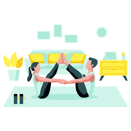 Couple yoga exercise  Illustration