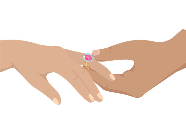 Couples are exchanging rings  Illustration