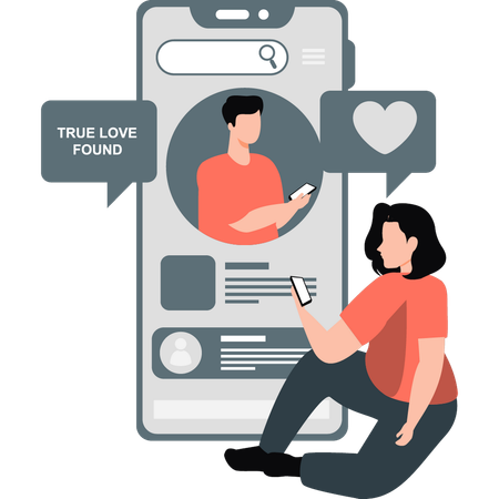 Couples are messaging online  Illustration