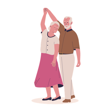 Couples de personnes âgées faisant de la danse romantique  Illustration