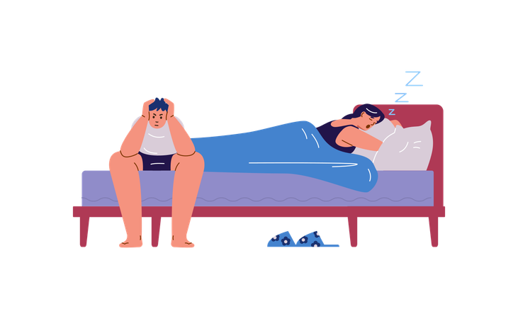 Couple's sleep time was disrupted by snoring  Illustration