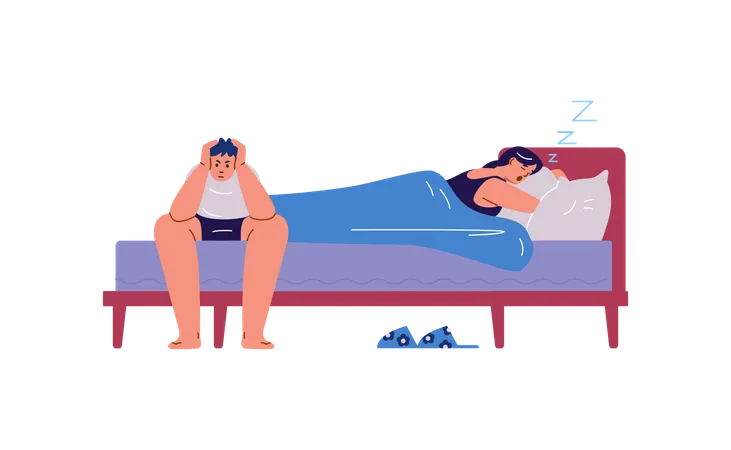 Couple's sleep time was disrupted by snoring  Illustration